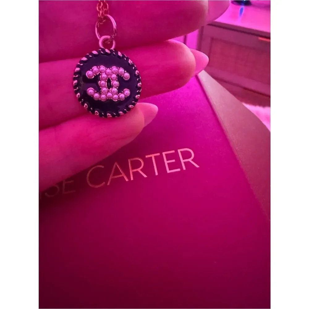 Chanel Black & Gold Pearl Medallion Necklace